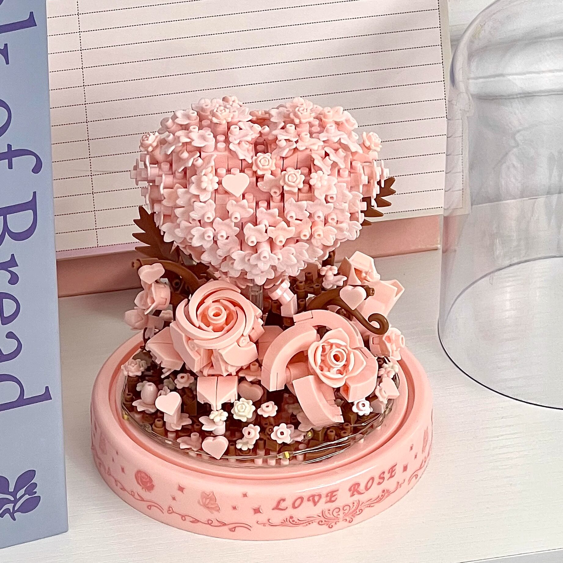 【520巨惠】积木拼装花手工diy爱心玫瑰盆栽 3d立体拼图礼物闺蜜