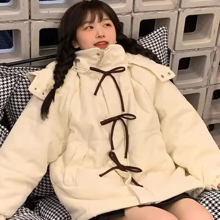 美式蝴蝶结棉服女2025冬季新款宽松韩版ins学生拉链连帽棉衣外套,女装/女士精品,棉衣/棉服,淘宝优惠券,粉丝福利购,淘宝优惠卷