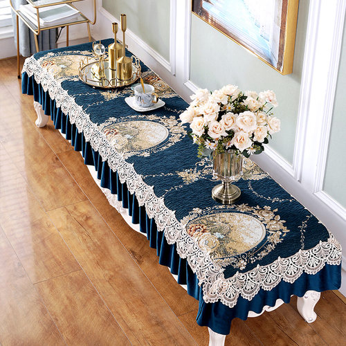 电视柜盖布布艺蕾丝防尘罩长方形客厅长条桌桌布鞋柜防尘套帘定做