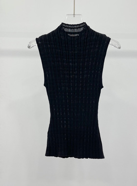 艾家商场同款2025春新款百搭修身显瘦半高领套头无袖针织衫428136