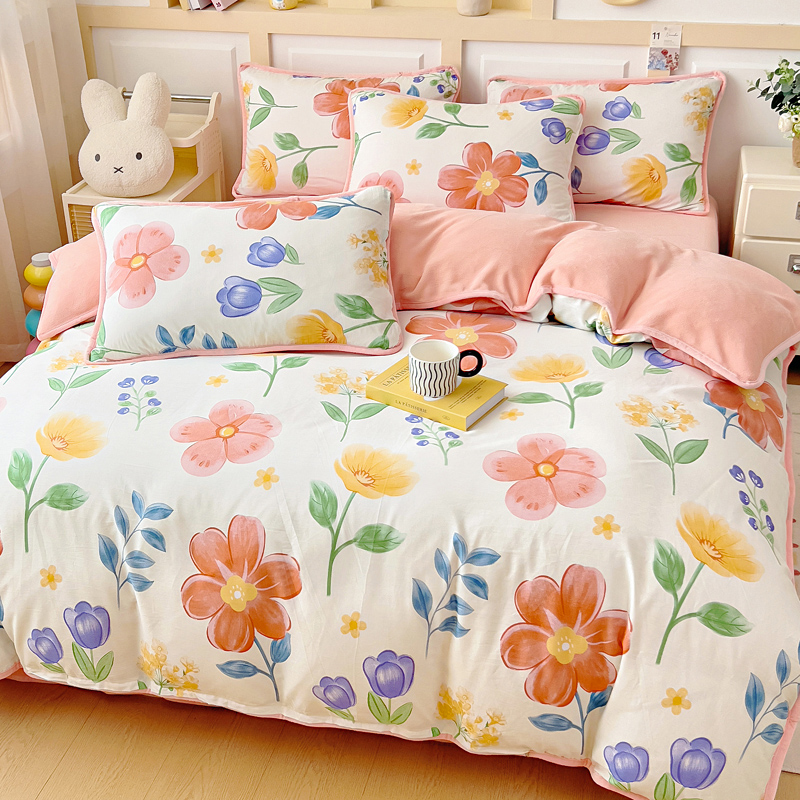 ab版纯棉+牛奶绒被套秋冬加厚