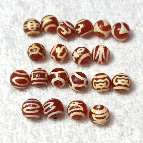 红玛瑙天珠西亚珠财神闪电5眼