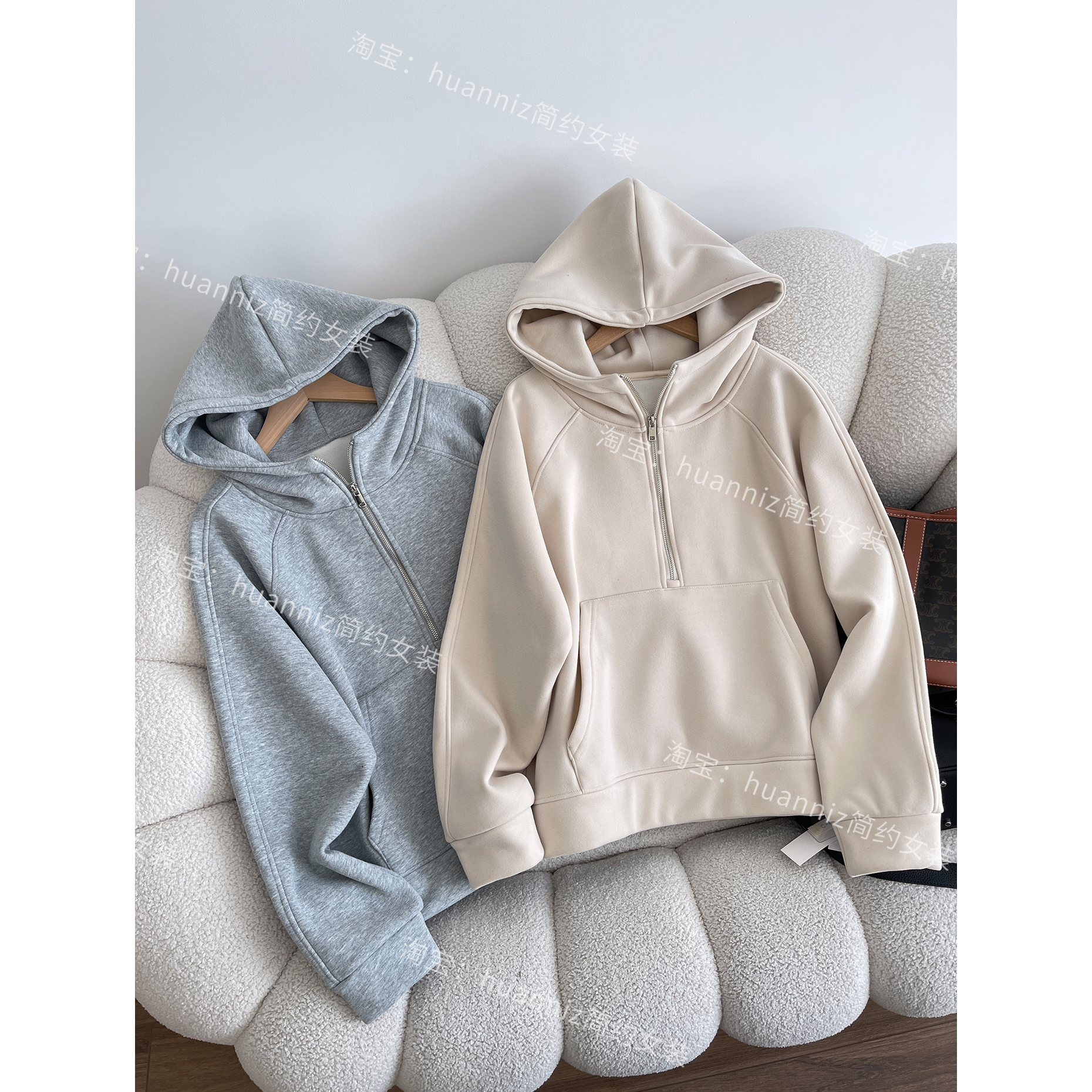 奥粒绒加绒连帽卫衣外套