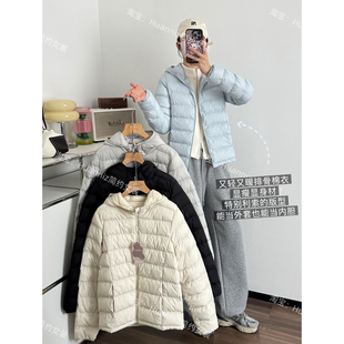 轻暖连帽排骨棉衣百搭显瘦冬季女小泡芙防风保暖短款内胆棉服外套