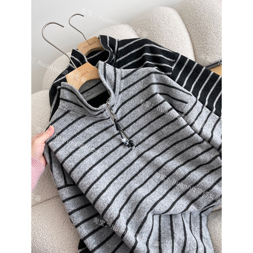 超柔绒厚实条纹奥粒绒卫衣