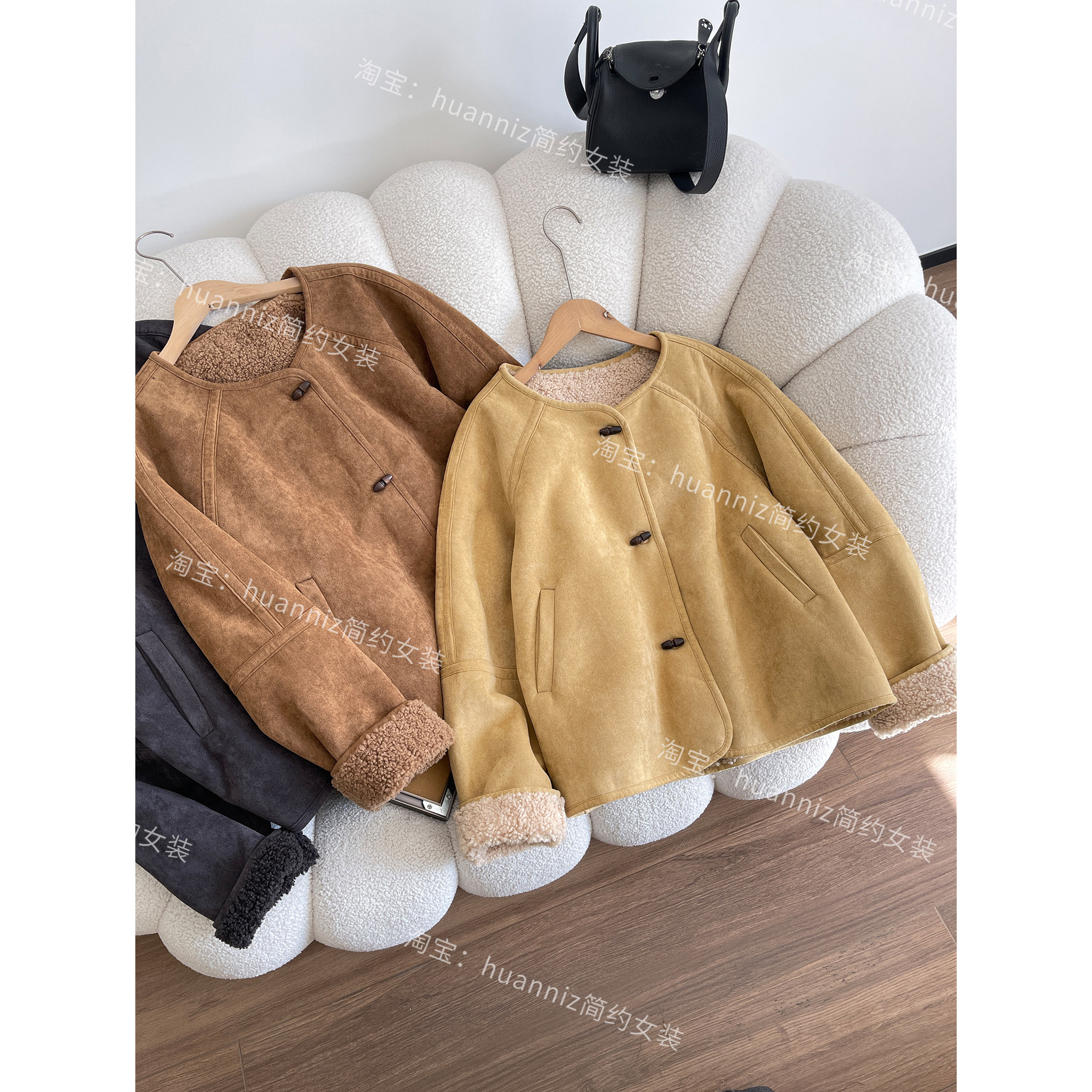 柔软麂皮绒羊羔毛牛角扣外套25冬季新款圆领宽松韩版加绒棉衣女,女装/女士精品,棉衣/棉服,淘宝优惠券,粉丝福利购,淘宝优惠卷