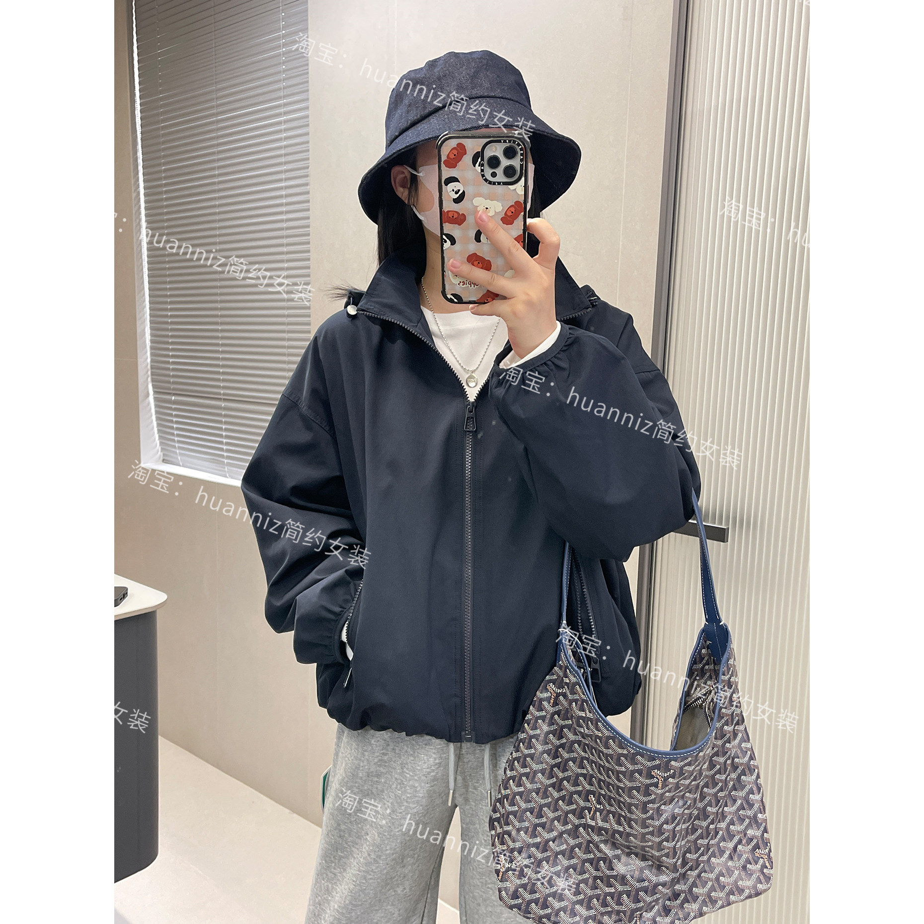 秋季韩版宽松可拆卸连帽短款外套休闲减龄工装夹克上衣冲锋衣女