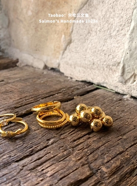 极繁主义金色开口戒高级感套组