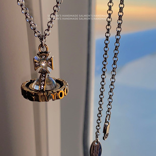 【只吃三文鱼】高版本！透明星球 经典金属土星毛衣链 男女可戴