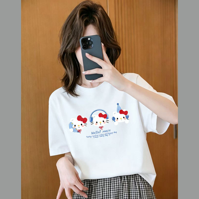 圆领helloKitty印花t恤短袖
