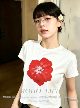 夏季辣妹修身短款白色t恤印花短袖女时尚休闲显瘦百搭正肩上衣ins