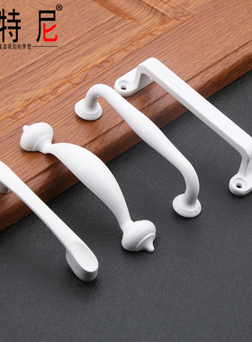 卡特新款锌合金尼现代简约白色橱柜抽屉门烤漆白拉手明装移门把手