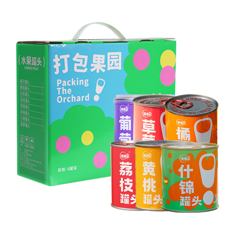 家家红水果罐头6罐装礼盒