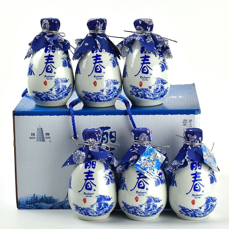 绍兴黄酒塔牌九年陈9年糯米黄酒特型花雕丽春酒375ml*6礼盒半干型
