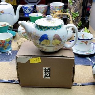 福利款！九谷樱花小鸟后手壶 带盒 特价