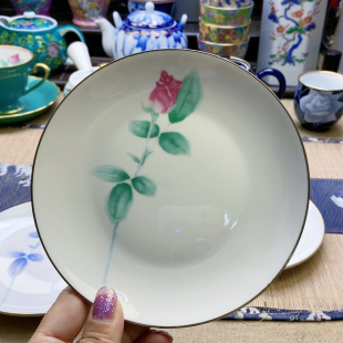 香兰社玫瑰花甜品盘直径15 福利出 微牛毛痕 高品 大漏