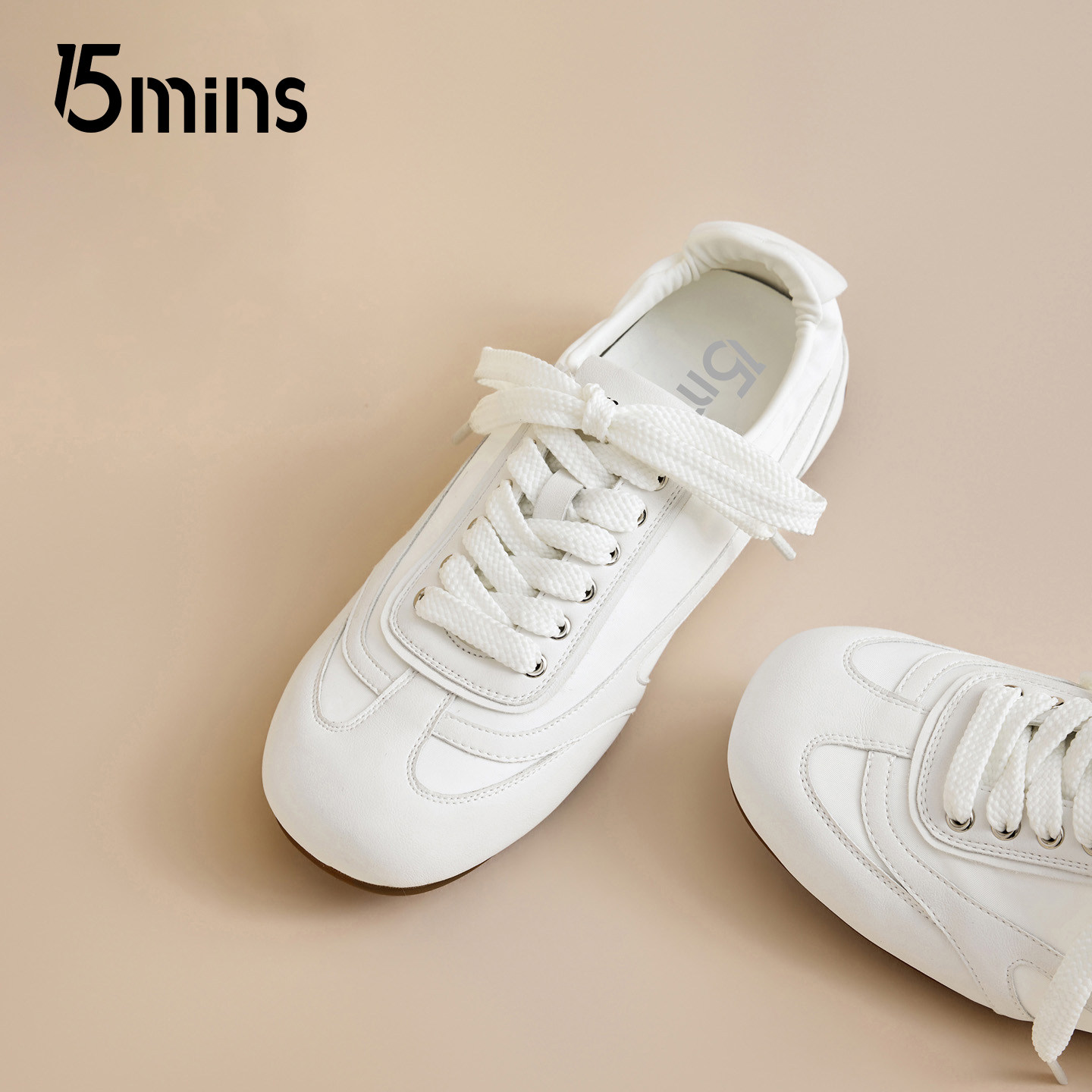 15mins芭蕾风德训鞋女2026新款春季系带小白鞋百搭轻便休闲运动鞋,女鞋,德训鞋,淘宝优惠券,粉丝福利购,淘宝优惠卷