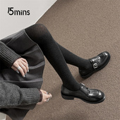 女2026新款 春季 英伦复古深口单鞋 15mins高级感粗跟乐福鞋 小皮鞋 子