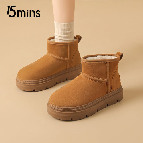 15mins女厚底加绒保暖雪地靴