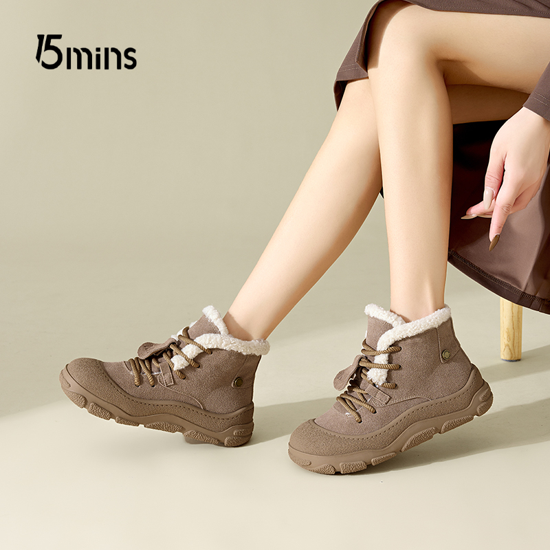 15mins加绒舒适雪地靴女短筒靴子