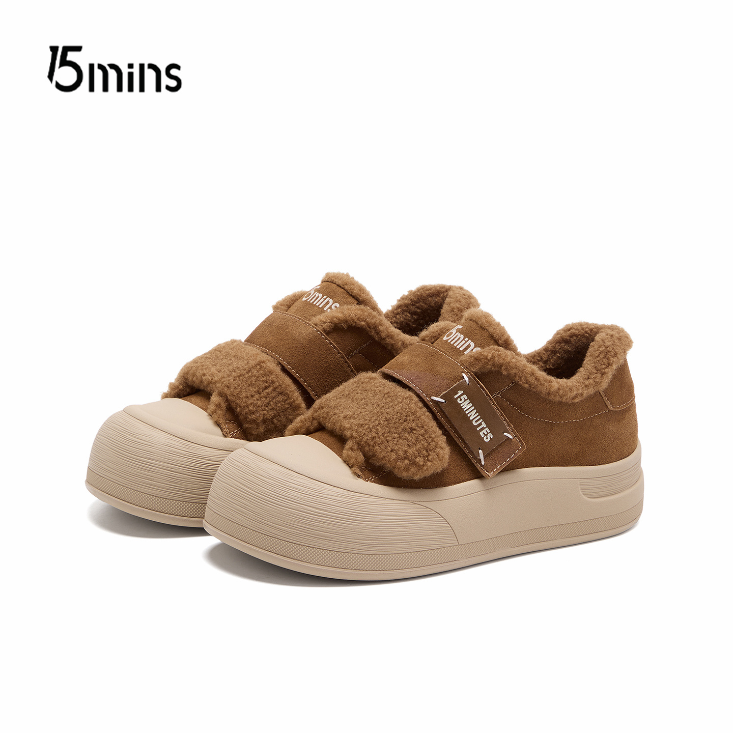 15mins大头丑萌毛毛鞋女款板鞋子