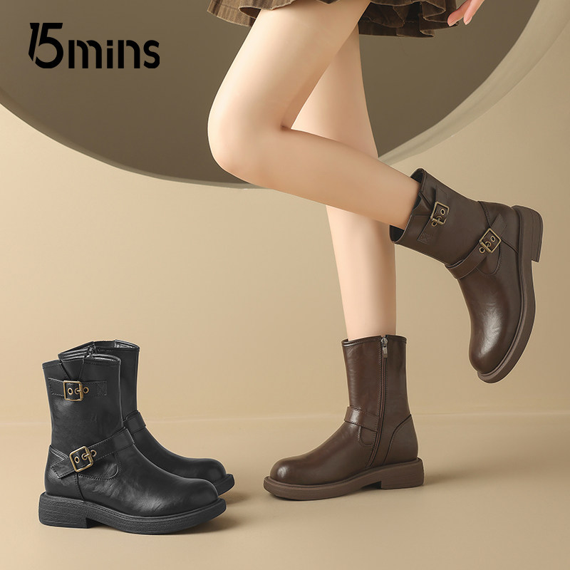 15mins马丁靴女款2025新款秋季