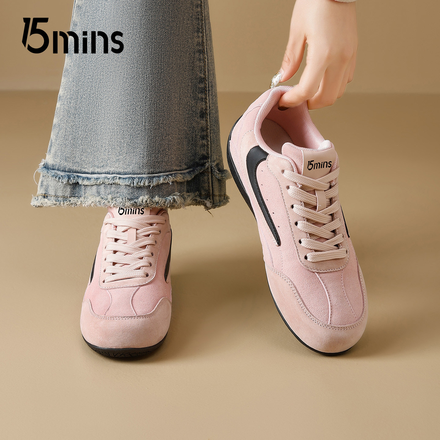 15mins粉色芭蕾德训鞋女2026春季新款复古百搭阿甘鞋休闲运动板鞋,女鞋,德训鞋,淘宝优惠券,粉丝福利购,淘宝优惠卷