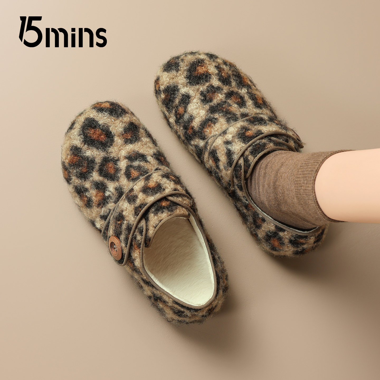 15mins加绒全包勃肯鞋女2025冬季新款一脚蹬软底加厚保暖豹纹单鞋,女鞋,勃肯鞋/软木鞋,淘宝优惠券,粉丝福利购,淘宝优惠卷