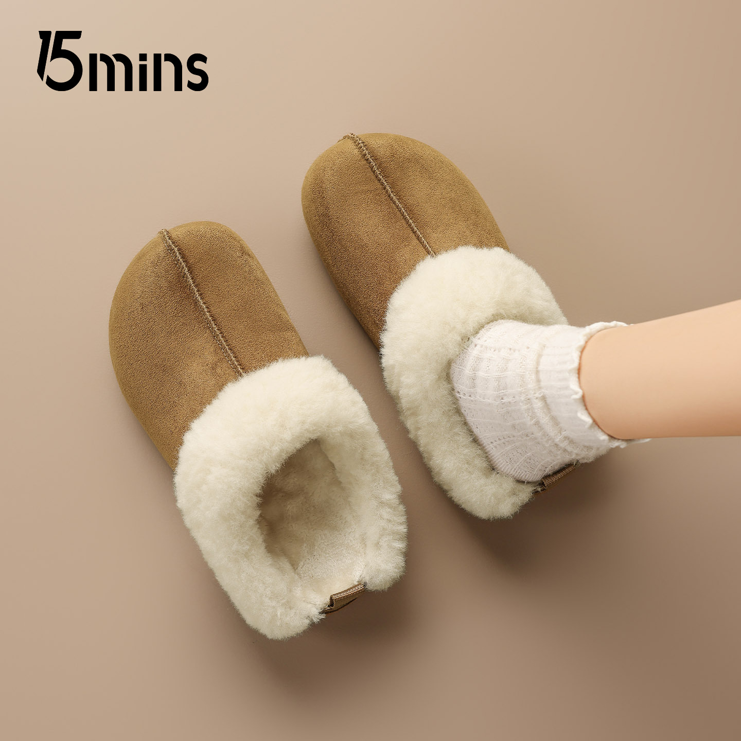 15mins时尚休闲毛绒勃肯鞋女