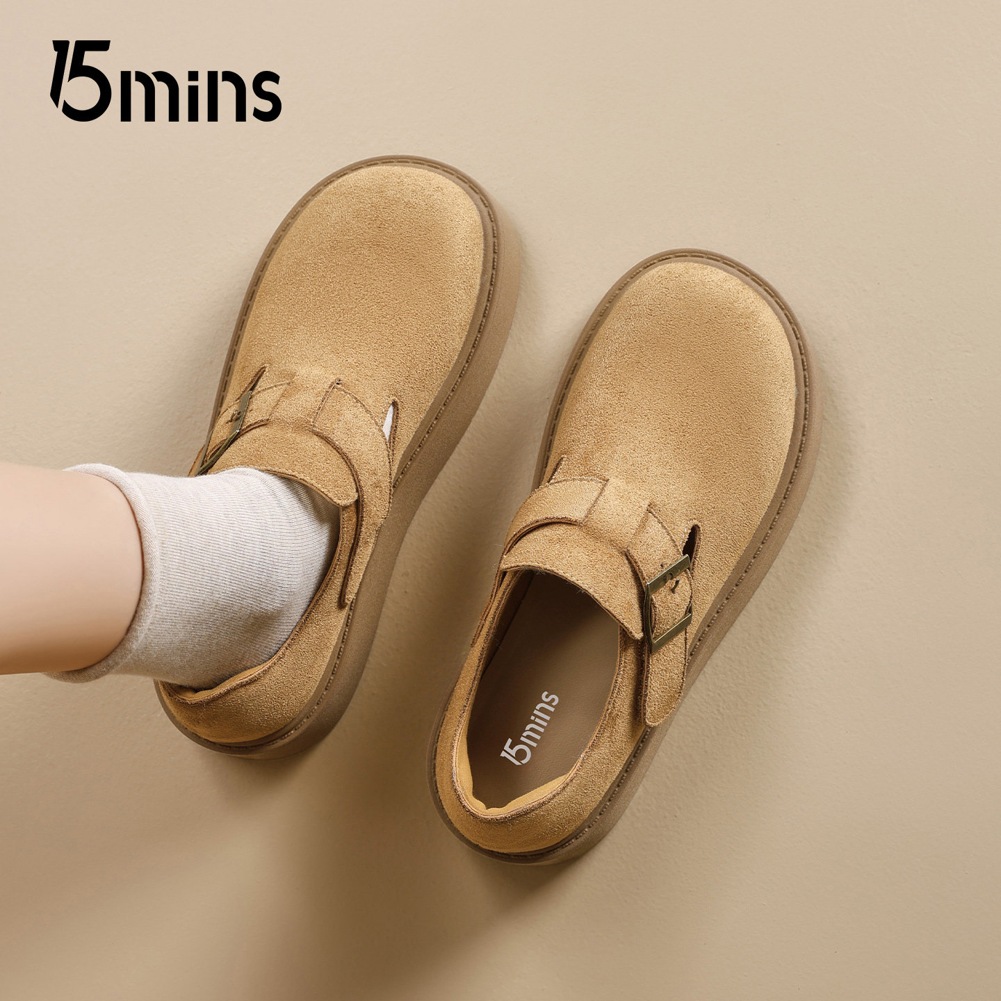 15mins全包勃肯鞋女款2026春季新款反绒皮厚底百搭休闲单鞋软木鞋,女鞋,勃肯鞋/软木鞋,淘宝优惠券,粉丝福利购,淘宝优惠卷