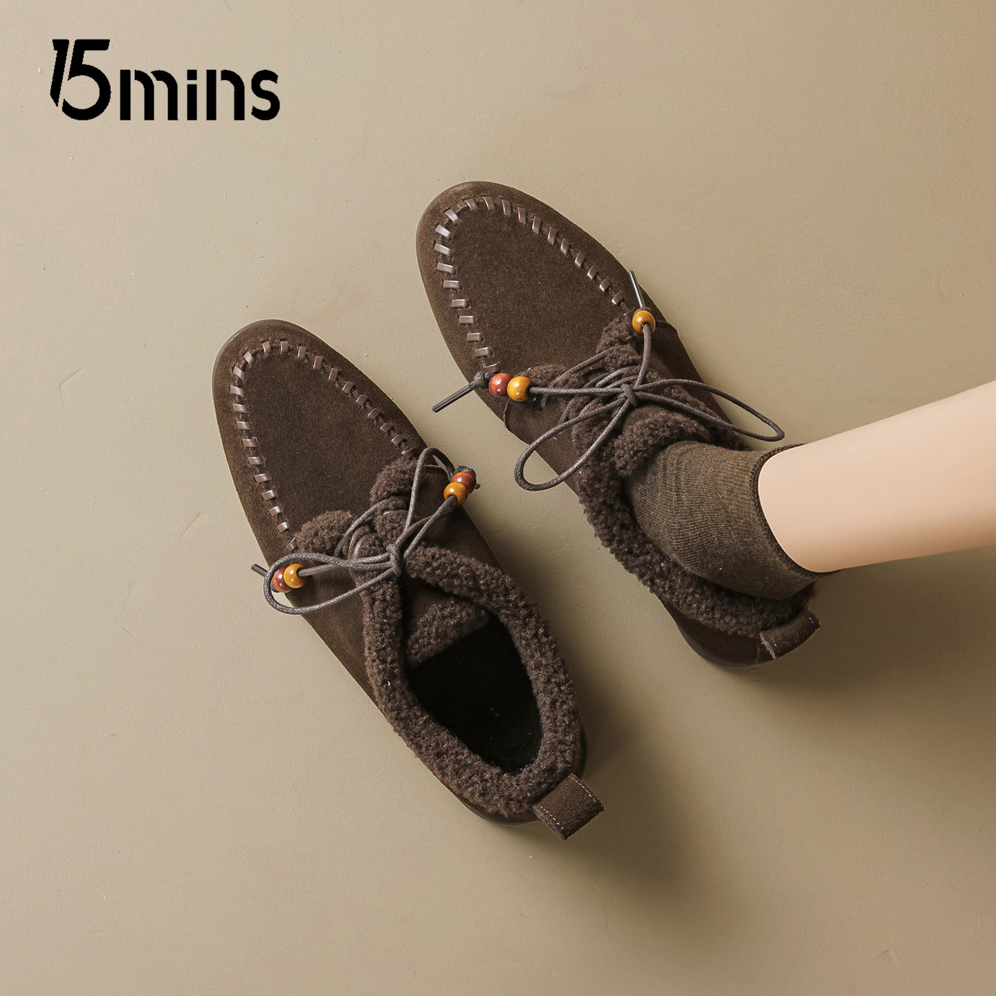 15mins加绒勃肯棉鞋女2025新款冬