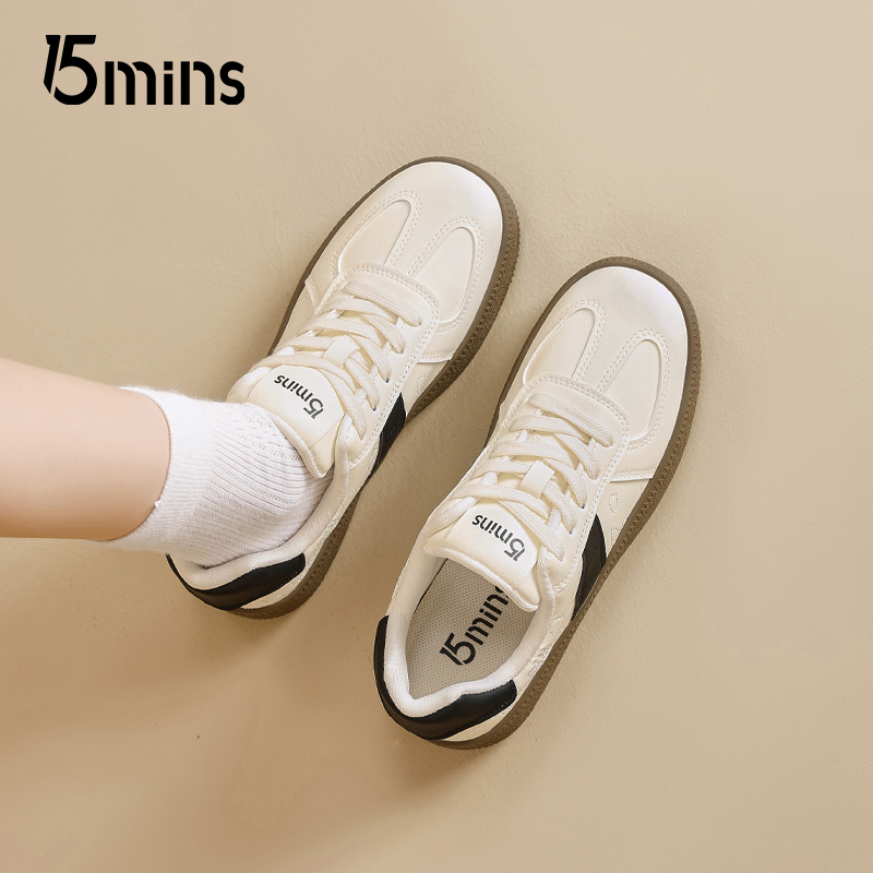 15mins厚底拼色德训鞋女