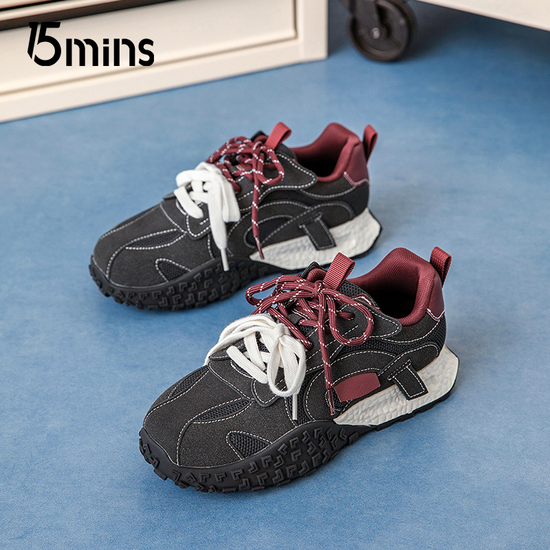 15mins复古德训鞋女2025年春秋新款爆款阿甘鞋厚底运动鞋休闲鞋女