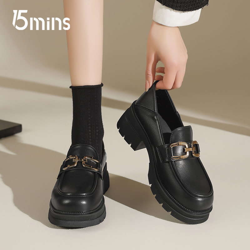 15mins厚底乐福鞋女2025新款