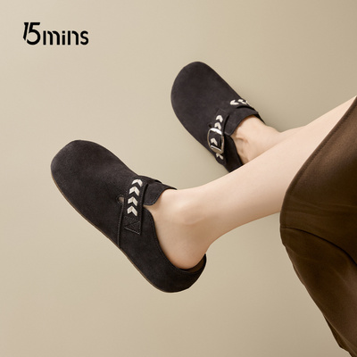 15mins皮带扣包头勃肯鞋女2026款