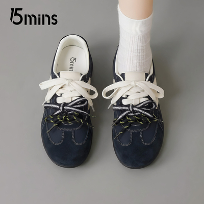 15mins蓝色厚底软底德训鞋轻便女
