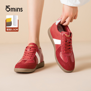【马年限定情侣鞋】15mins新年红色德训鞋男正品经典板鞋女内增高