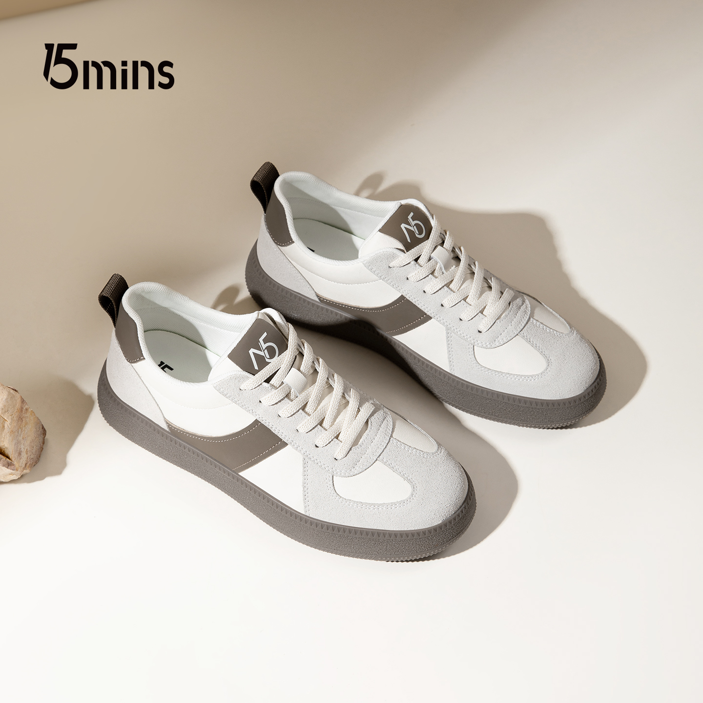 15mins男鞋2025男士秋季新款厚底防滑耐磨百搭时尚潮流舒适德训鞋