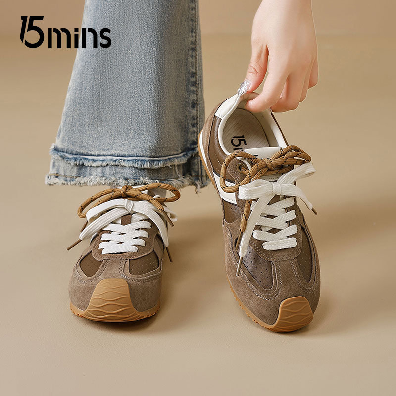 15mins厚底德训鞋女2025新款秋季