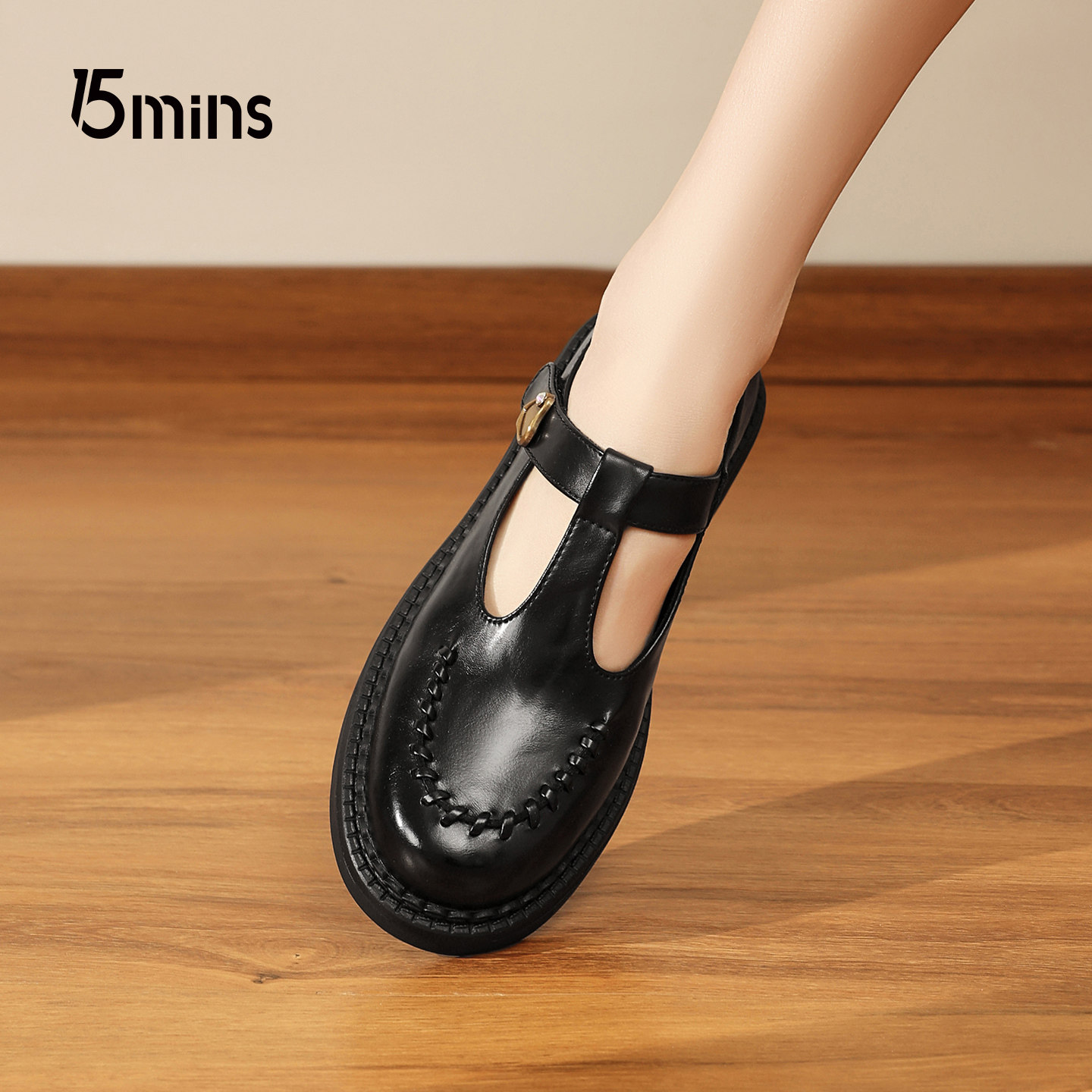 15MINS复古黑色玛丽珍鞋女2026春季新款爱心扣厚底日常通勤单鞋子,女鞋,玛丽珍鞋,淘宝优惠券,粉丝福利购,淘宝优惠卷