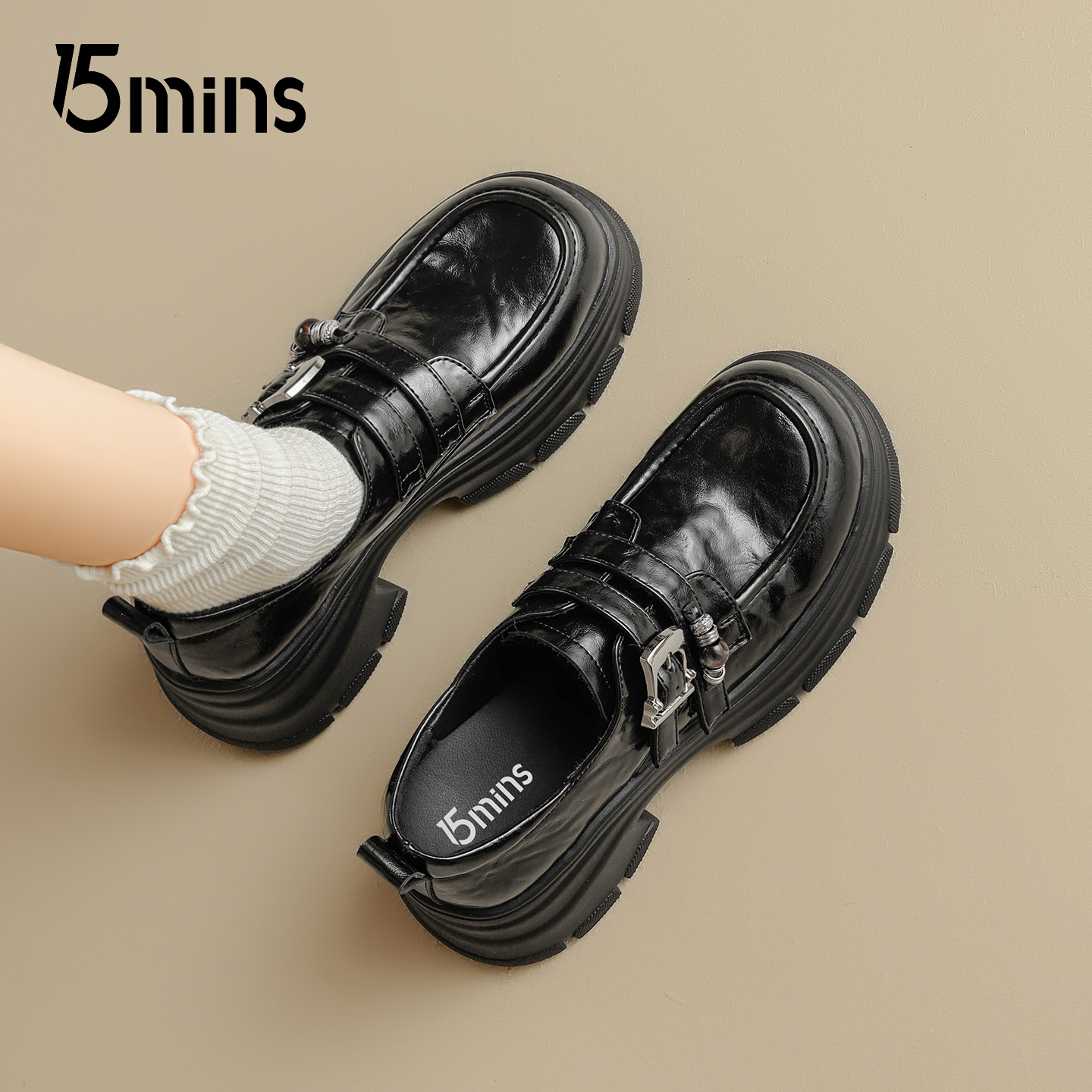 15mins英伦风厚底乐福鞋女