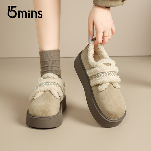 15mins时尚加绒勃肯鞋女2025冬