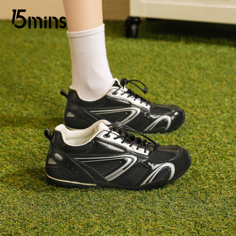 5mins黑色德训鞋女2025新款复古