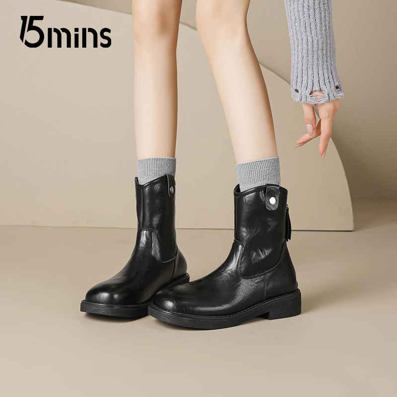 15mins厚底马丁靴切尔西短靴