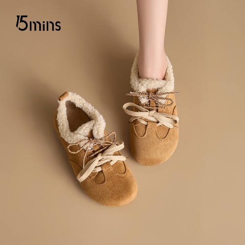 15mins新品冬季加绒毛毛鞋雪地靴