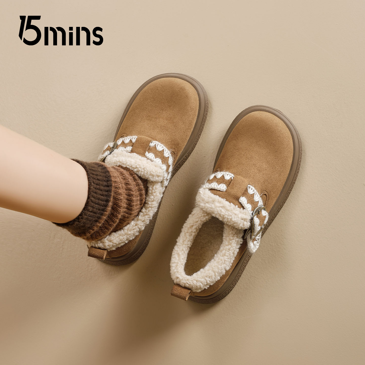 15mins加绒勃肯鞋女2025新款