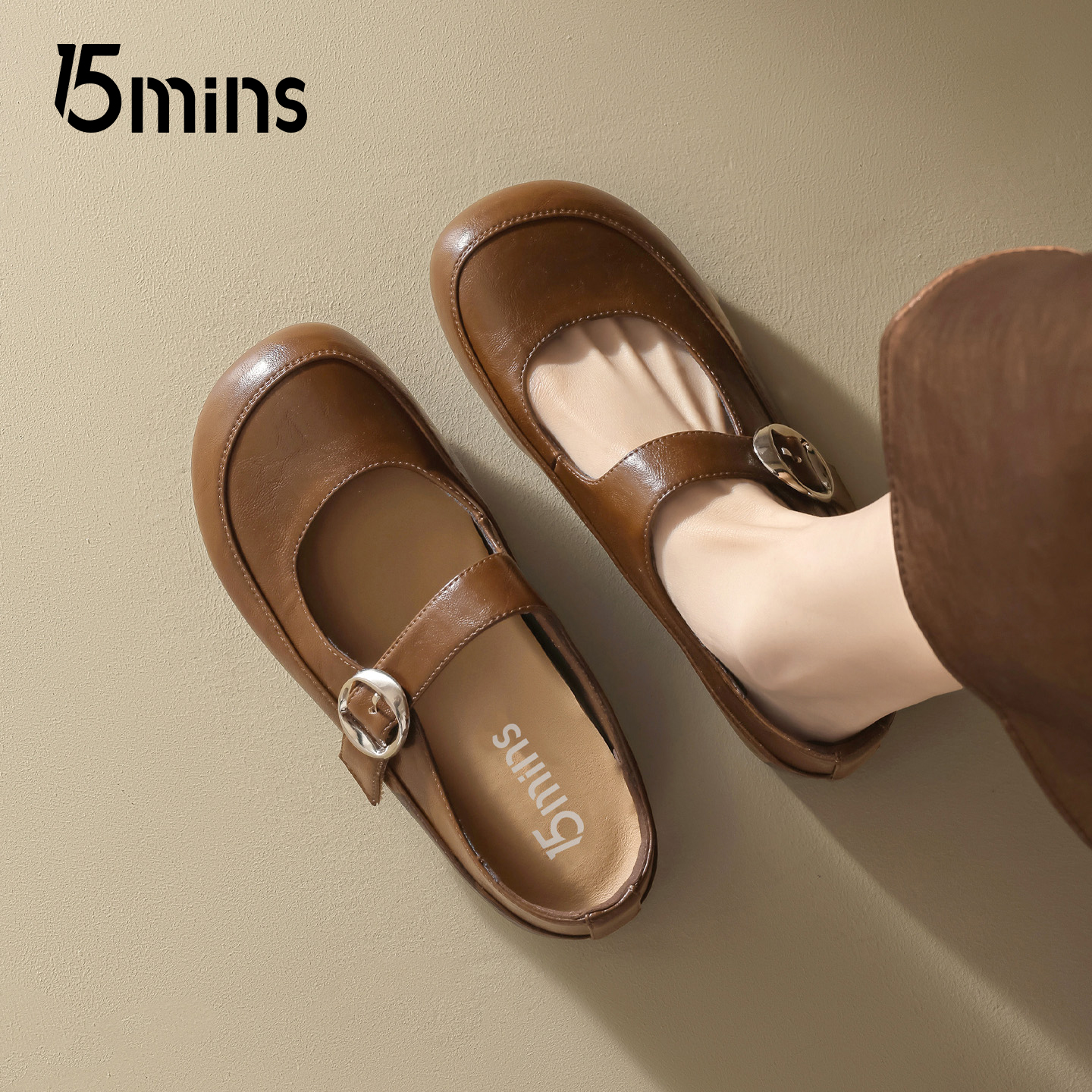 15mins复古玛丽珍鞋女2025