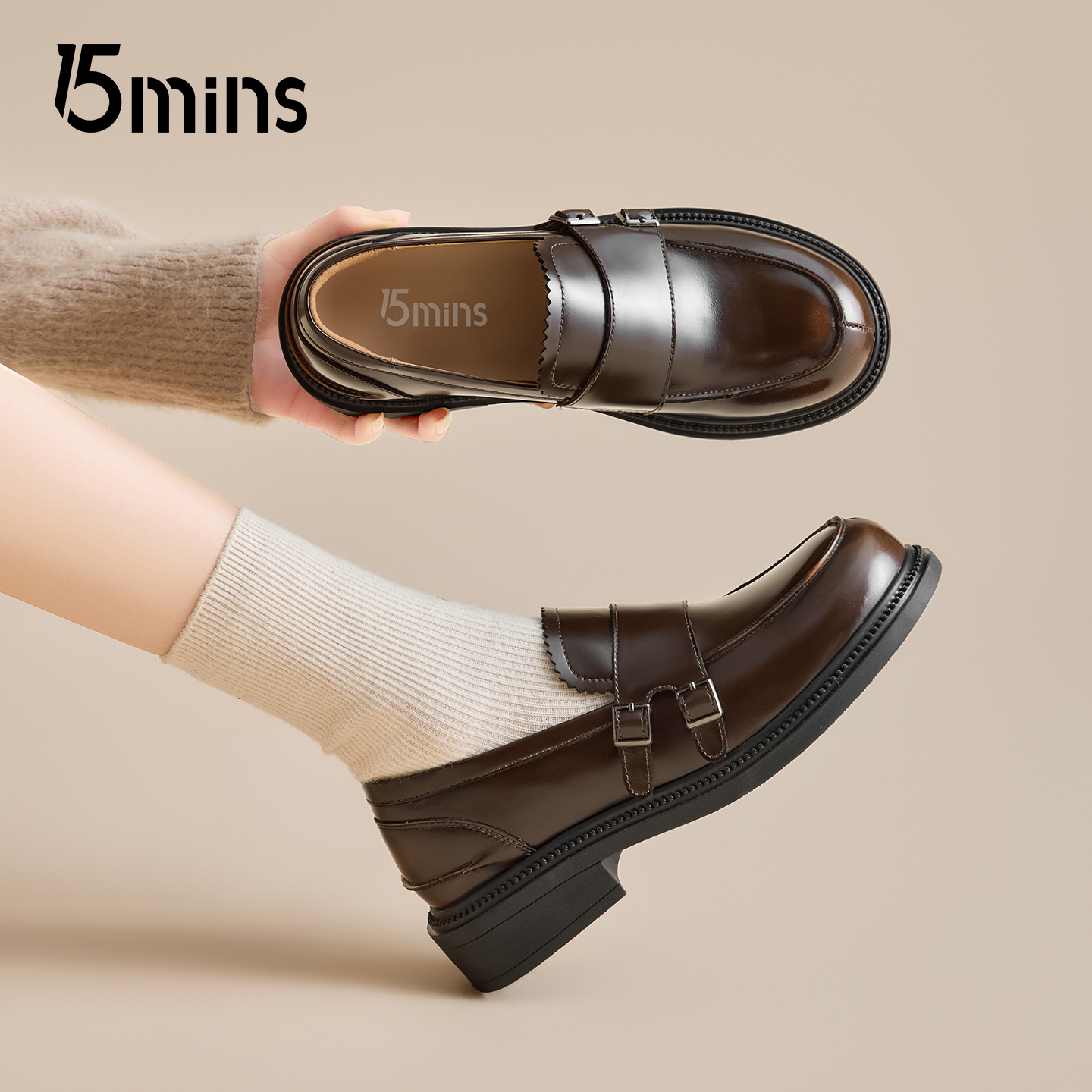 15mins英伦风乐福鞋子女春季新款