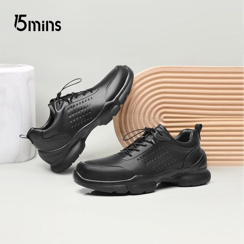 15mins男鞋2025春季新款男士休闲皮鞋厚底耐磨一脚蹬户外休闲鞋