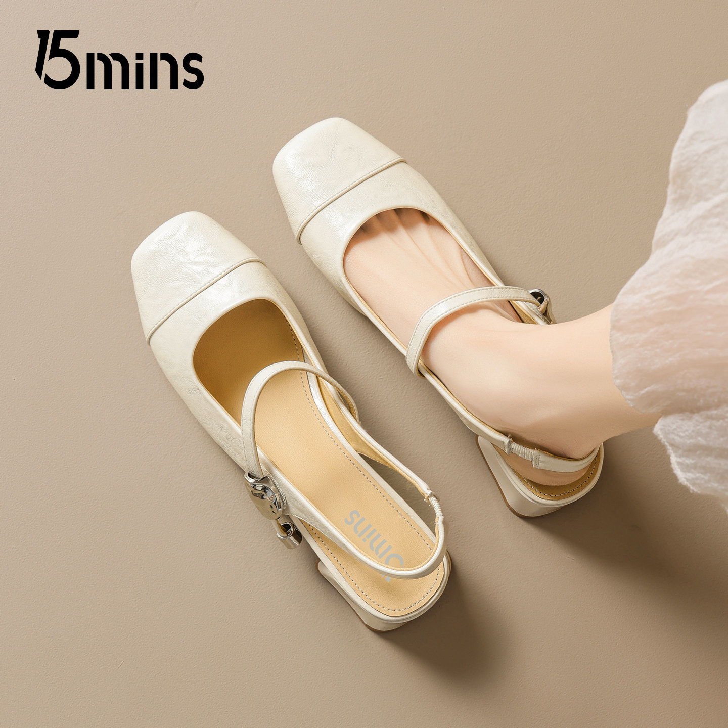 15mins法式气质低跟包头凉鞋女2026新款春配裙子单鞋粗跟玛丽珍鞋,女鞋,玛丽珍鞋,淘宝优惠券,粉丝福利购,淘宝优惠卷